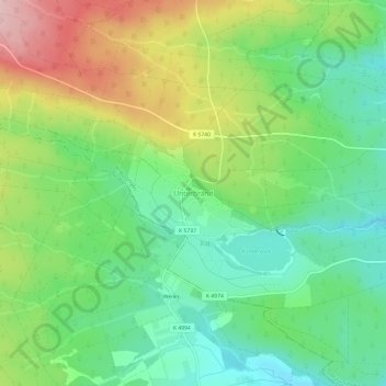 Mapa topográfico Unterbränd, altitud, relieve