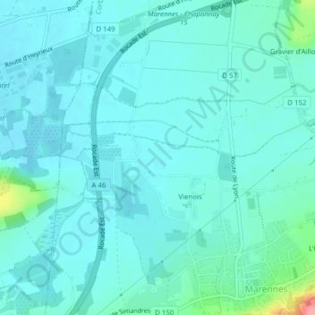 Mapa topográfico Chazelle, altitud, relieve