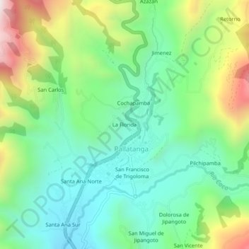 Mapa topográfico La Florida, altitud, relieve