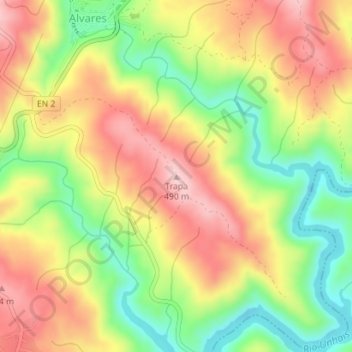 Mapa topográfico Trapa, altitud, relieve