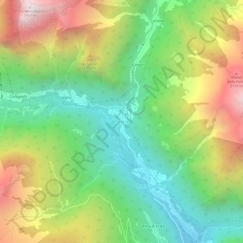 Mapa topográfico Peccia, altitud, relieve