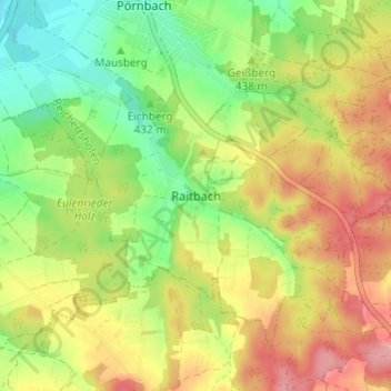 Mapa topográfico Raitbach, altitud, relieve