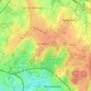 Mapa topográfico Carondelet, altitud, relieve