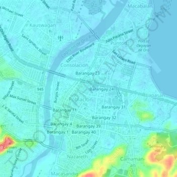 Mapa topográfico Barangay 27, altitud, relieve