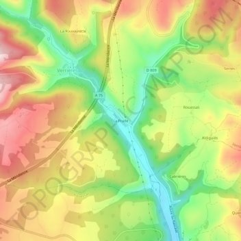 Mapa topográfico La Prade, altitud, relieve