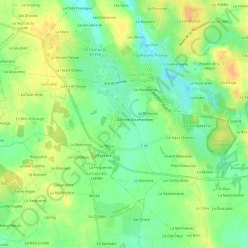 Mapa topográfico La Barrière, altitud, relieve