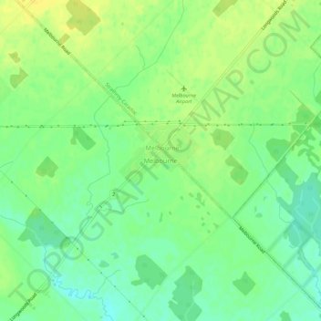 Mapa topográfico Melbourne, altitud, relieve