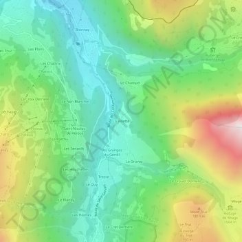 Mapa topográfico La Villette, altitud, relieve