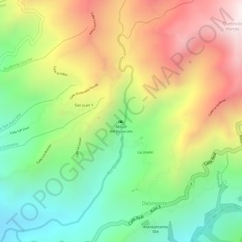 Mapa topográfico Minas del Aguacate, altitud, relieve