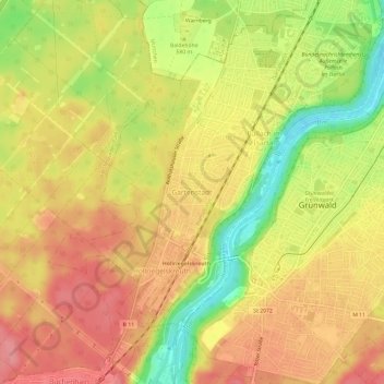 Mapa topográfico Gartenstadt, altitud, relieve
