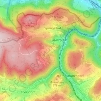 Mapa topográfico Ebene, altitud, relieve
