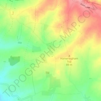 Mapa topográfico Low Hameringham, altitud, relieve