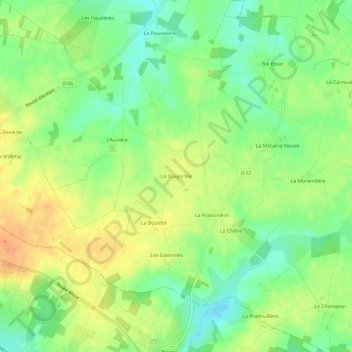 Mapa topográfico La Douce Vie, altitud, relieve