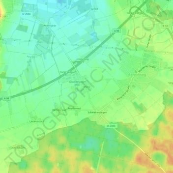 Mapa topográfico Moos, altitud, relieve