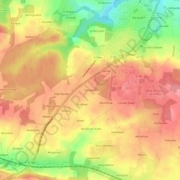 Mapa topográfico Keravelot, altitud, relieve