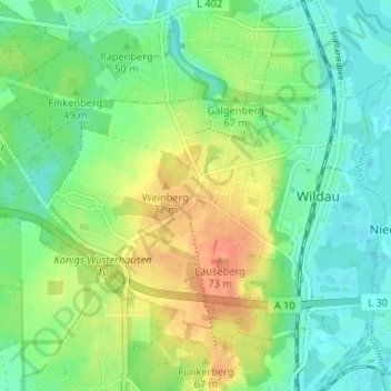 Mapa topográfico Hoherlehme, altitud, relieve