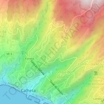 Mapa topográfico Lombo do Salão, altitud, relieve