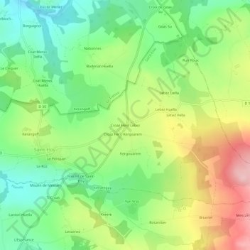 Mapa topográfico Croaz Hent Letiez, altitud, relieve