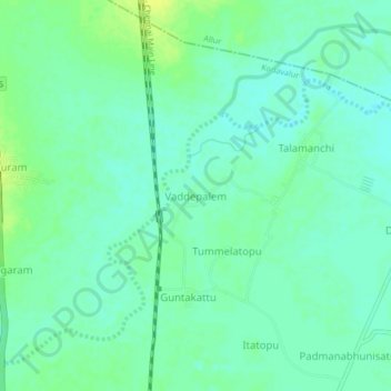 Mapa topográfico Vaddepalem, altitud, relieve