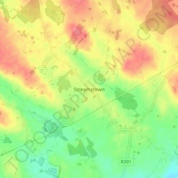 Mapa topográfico Streamstown, altitud, relieve