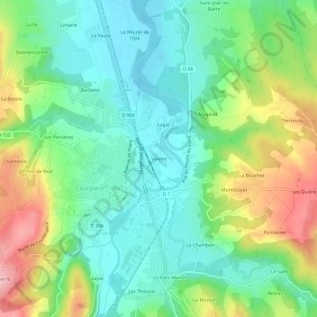 Mapa topográfico Valette, altitud, relieve