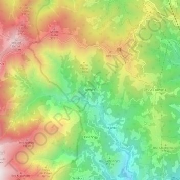 Mapa topográfico Ferriere, altitud, relieve