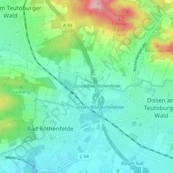 Mapa topográfico Erpen, altitud, relieve