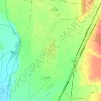 Mapa topográfico Ontinar de Salz, altitud, relieve
