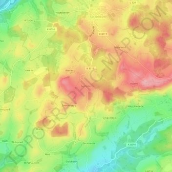 Mapa topográfico Sechshöf, altitud, relieve