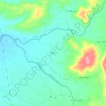 Mapa topográfico Sisim, altitud, relieve