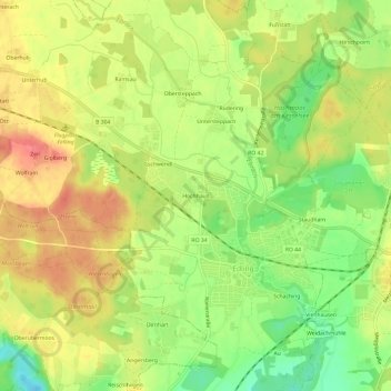 Mapa topográfico Hochhaus, altitud, relieve