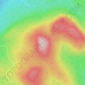 Mapa topográfico Mont Pointu, altitud, relieve
