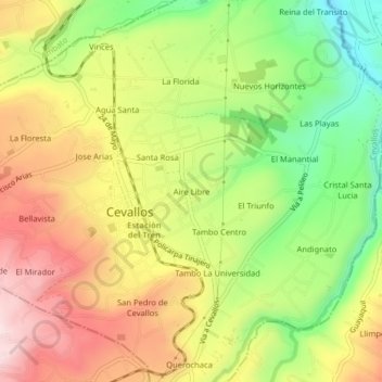 Mapa topográfico Aire Libre, altitud, relieve