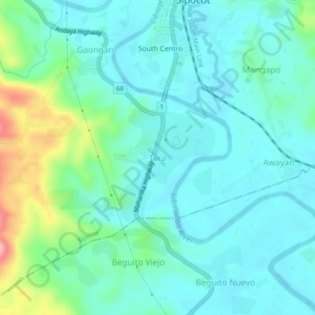 Mapa topográfico Tara, altitud, relieve