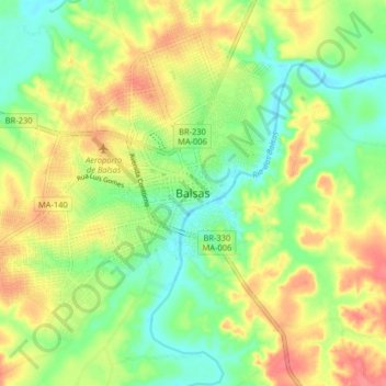 Mapa topográfico Balsas, altitud, relieve