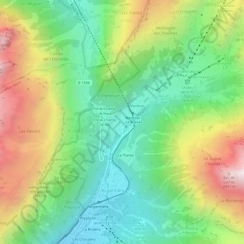 Mapa topográfico Les Frasserands, altitud, relieve