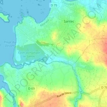 Mapa topográfico Brenesquen, altitud, relieve