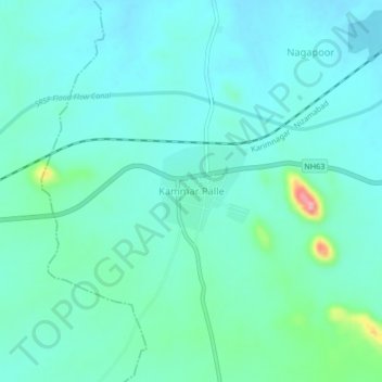 Mapa topográfico Kammar Palle, altitud, relieve