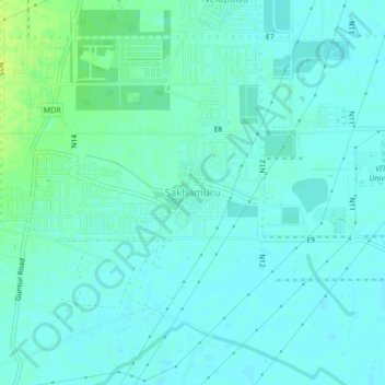 Mapa topográfico Sakhamuru, altitud, relieve
