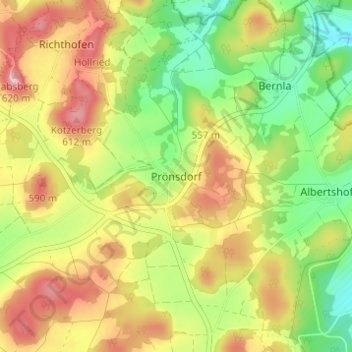 Mapa topográfico Prönsdorf, altitud, relieve