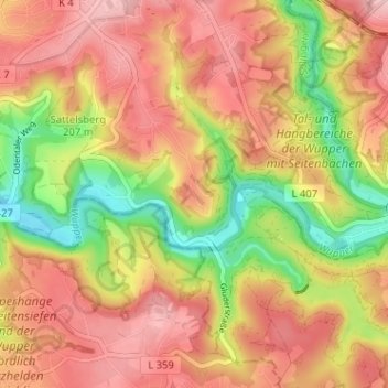 Mapa topográfico Pfaffenberg, altitud, relieve