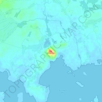 Mapa topográfico Doon Hill, altitud, relieve