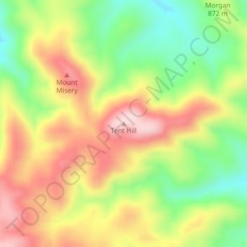 Mapa topográfico Tent Hill, altitud, relieve