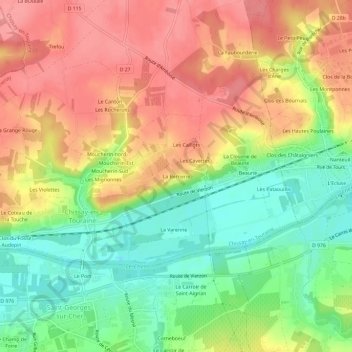 Mapa topográfico La Bernerie, altitud, relieve
