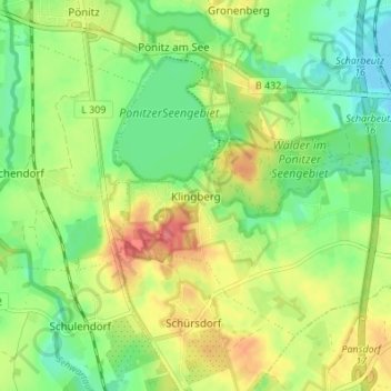 Mapa topográfico Klingberg, altitud, relieve