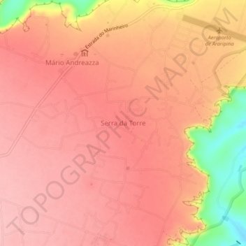 Mapa topográfico Serra da Torre, altitud, relieve