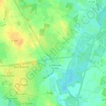 Mapa topográfico Les Grands Evignés, altitud, relieve