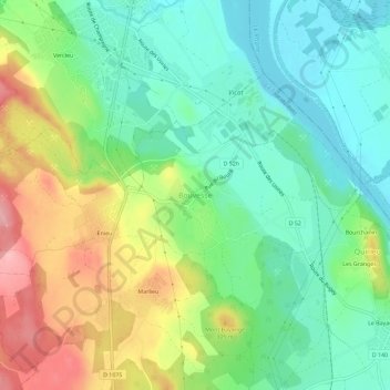 Mapa topográfico Bouvesse, altitud, relieve