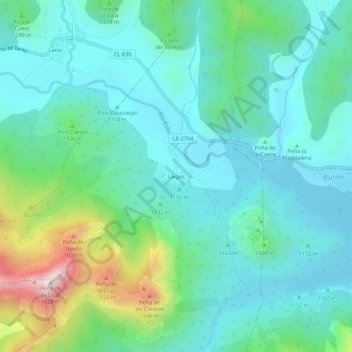 Mapa topográfico Liegos, altitud, relieve