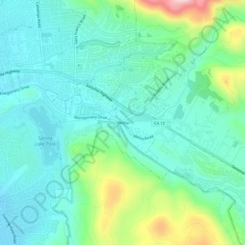 Mapa topográfico Melita, altitud, relieve